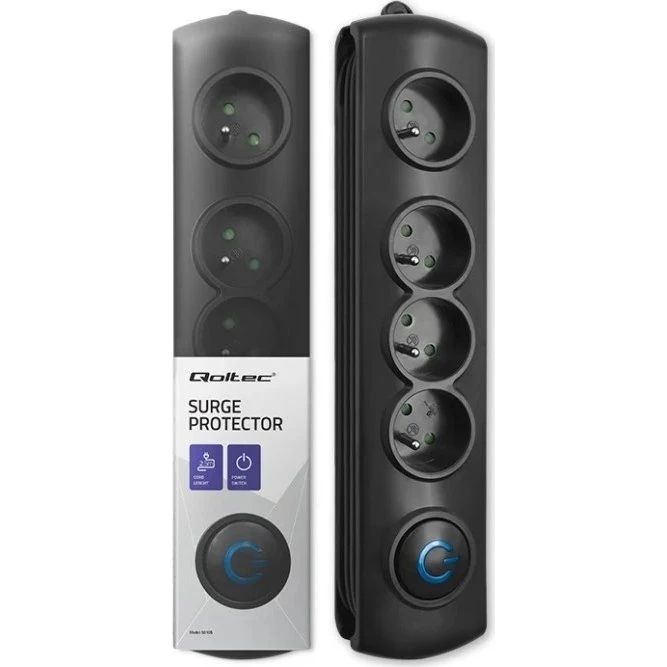 Qoltec Listwa zasilająca antyprzepięciowa 4 gniazda 2,5 m czarna