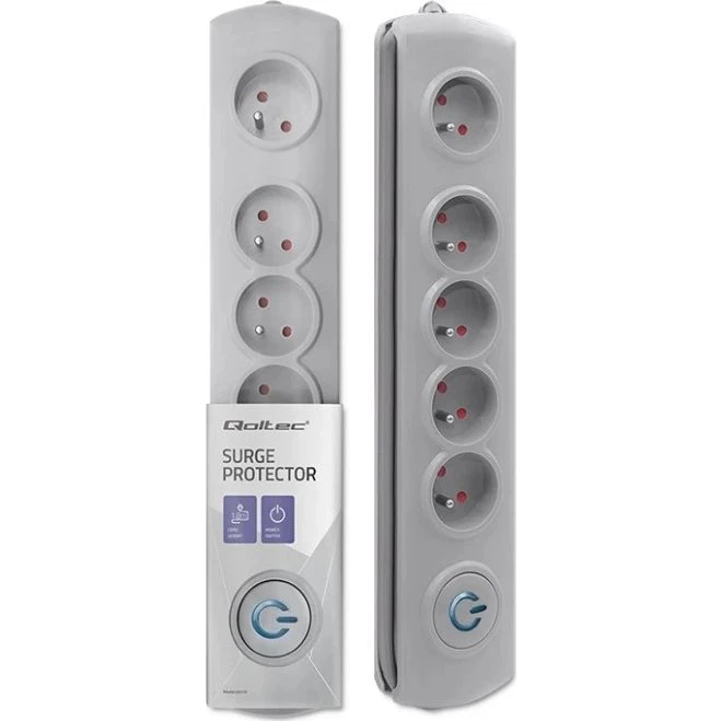 Qoltec Listwa antyprzepięciowa 5 gniazd 1.8m szara