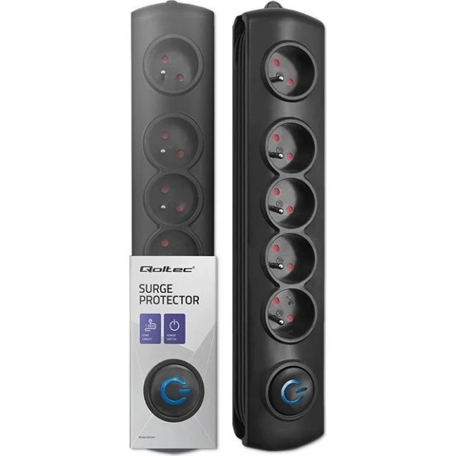 Qoltec Swift 5 gniazd antyprzepięciowa 1,8 m czarna