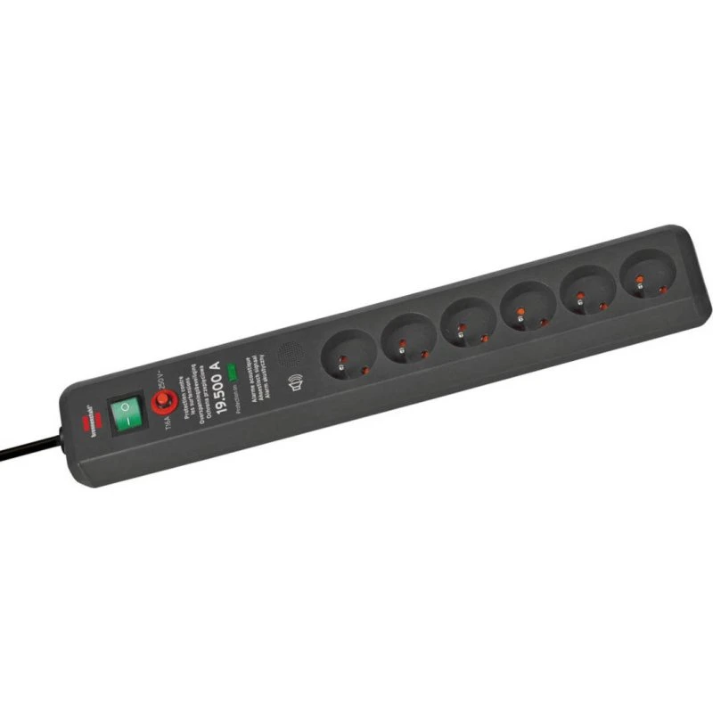 Brennenstuhl Secure-Tec 15kA 6 gniazd 3m antracytowy
