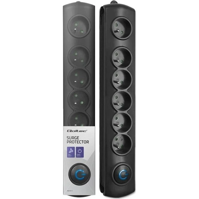 Qoltec Listwa zasilająca antyprzepięciowa 6 gniazd 3m czarna
