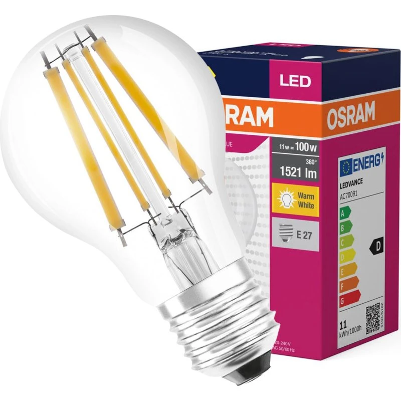 LED Filament E27 10W 2700K 1521lm ciepła biała