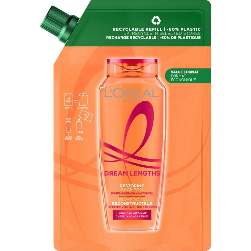 L'Oréal Paris Elvital Dream Length Szampon Odbudowujący Refill 500 ml