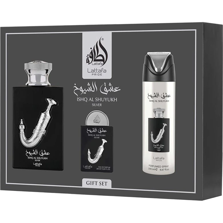 Lattafa Pride Ishq Al Shuyukh Silver Zestaw Prezentowy
