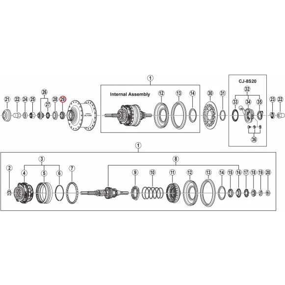 Shimano Wianek z kulkami 7/32" x 9 do SG-S501 Y36U98030