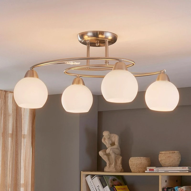 Lampa sufitowa Lindby Svean 4 White/Nickel - 4 klosze