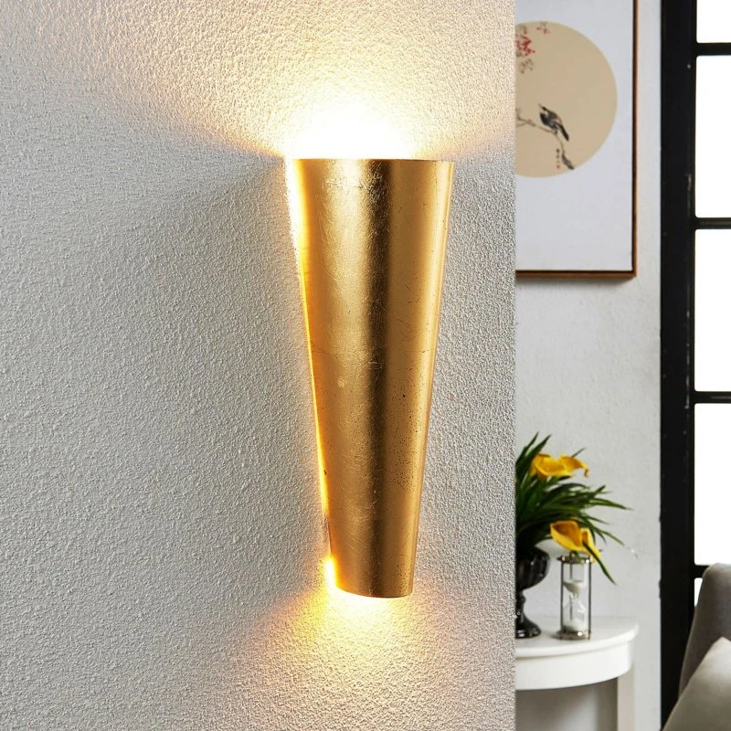 Lindby Conan Lampa Ścienna Gold - Nowoczesny Kinkiet Metalowy