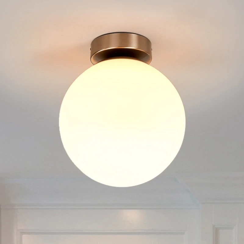 Lindby Lennie Lampa Sufitowa Biała - Szkło, Ø 20 cm, IP44