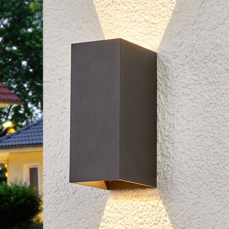 Lucande Mikka Kinkiet Zewnętrzny LED IP54 Antracyt 17 cm