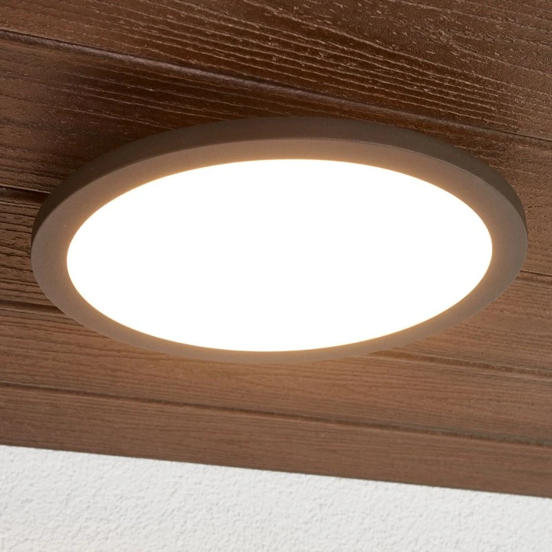 Lucande Lampa sufitowa LED Malena z czujnikiem ruchu, IP65, antracyt