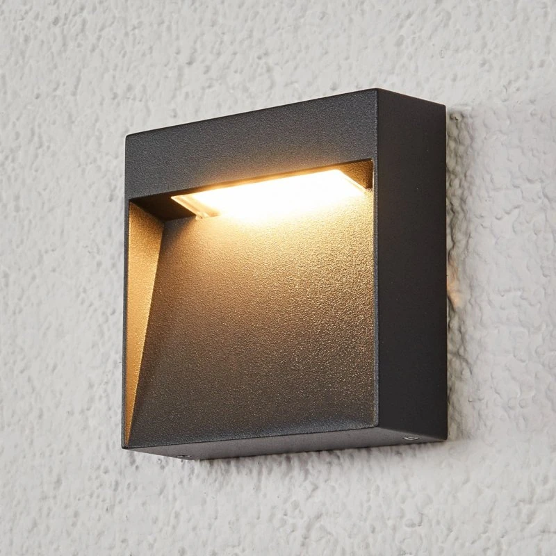 Bene – Kinkiet LED zewnętrzny Lucande Dijora Dark Grey