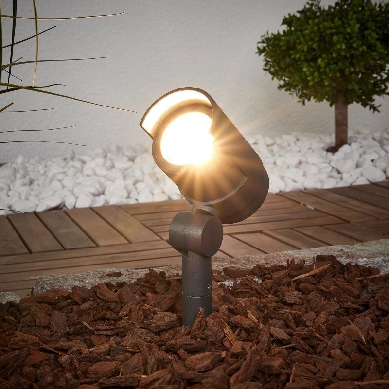Lucande Beatrix Reflektor LED z grotem ziemnym, antracyt, 45,7 cm