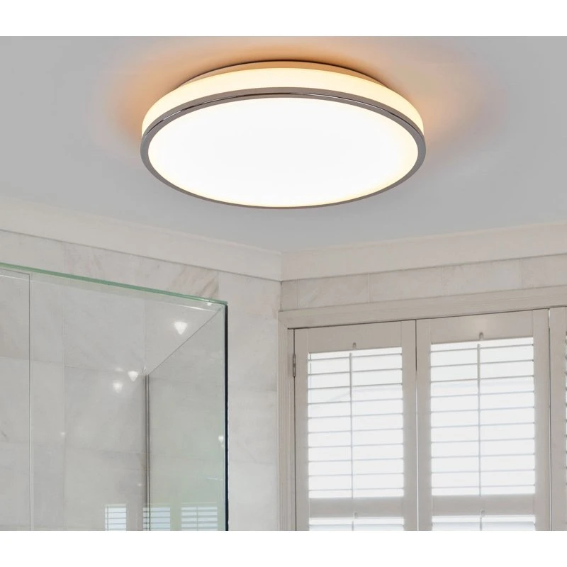 Lindby Lyss Lampa sufitowa LED Biała/Chrom Ø 40 cm IP44