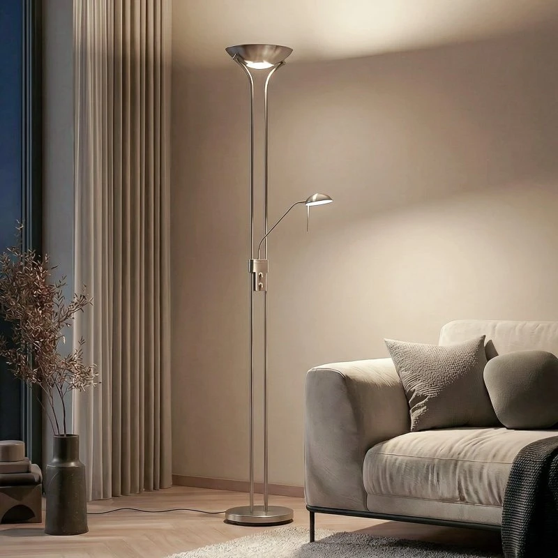 Lampa podłogowa LED Lindby Josefin, nikiel, ściemniana