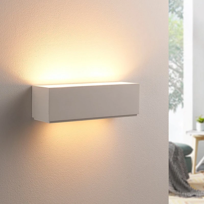 Lindby Benno Lampa Ścienna White - Gips, Biała, 29 cm