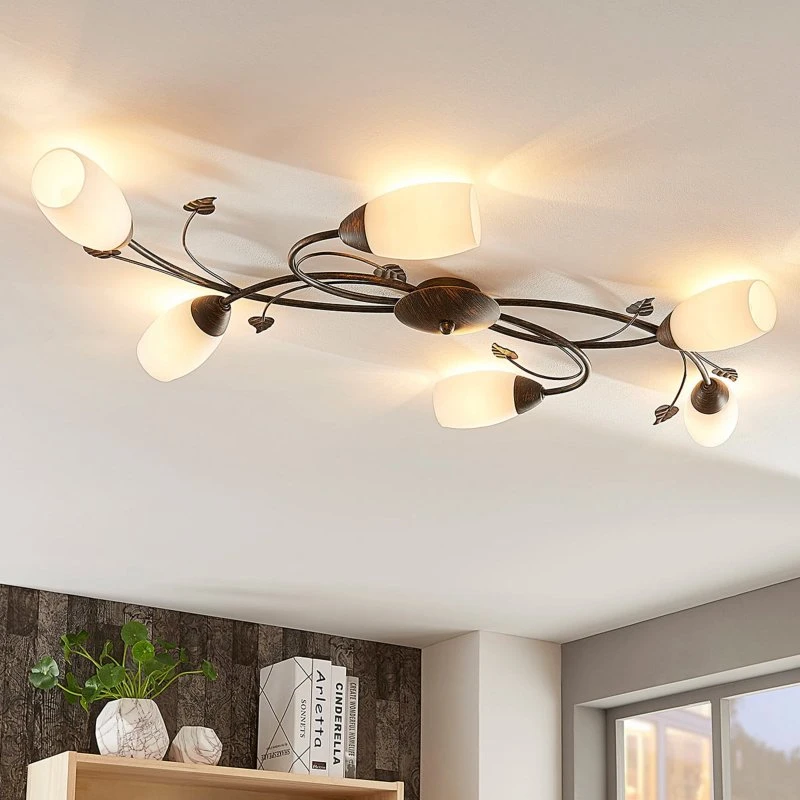 Lindby Stefania Lampa Sufitowa 6-punktowa White/Black-Gold 68 cm