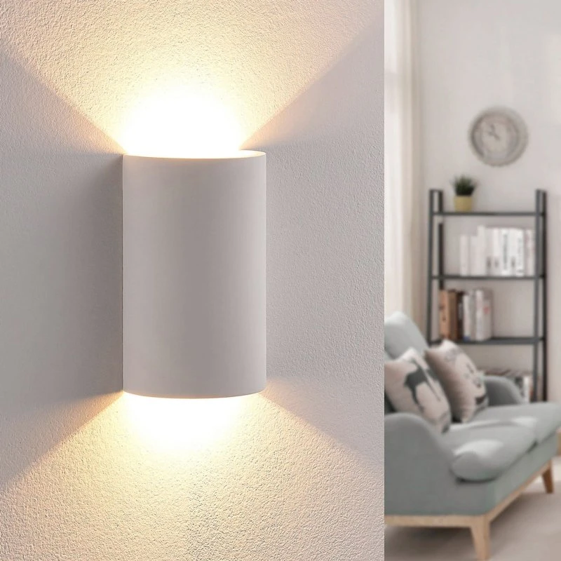 Lindby Jenke Kinkiet LED, biały, gips, 16 cm