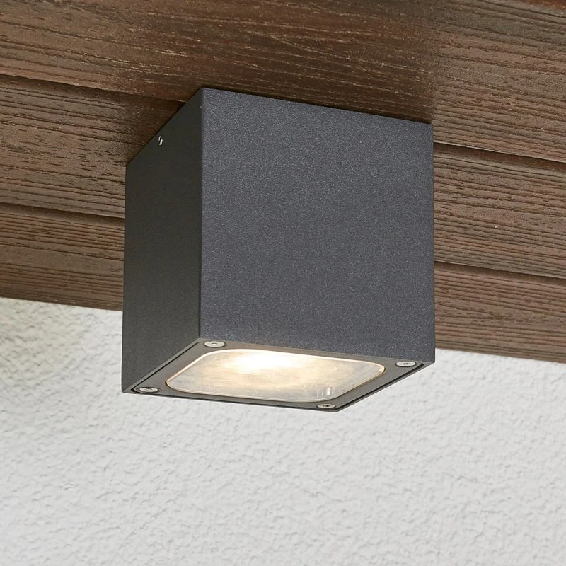 Lucande Tanea Lampa sufitowa LED 10x10 ciemnoszara IP54