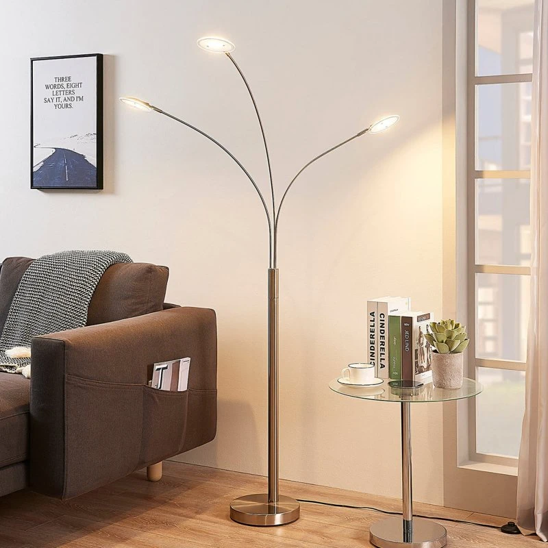 Lampa podłogowa Lindby Anea LED Nikiel/Biały, 168 cm