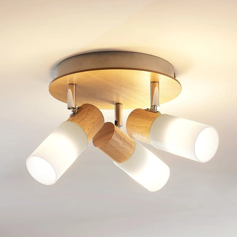 Lindby Christoph 3 Lampa Sufitowa Wood/White, 20 cm