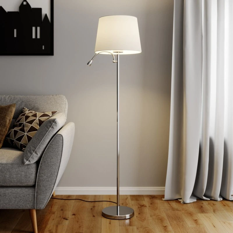 Lampa podłogowa Lindby Benjiro White/Chrome - 150 cm