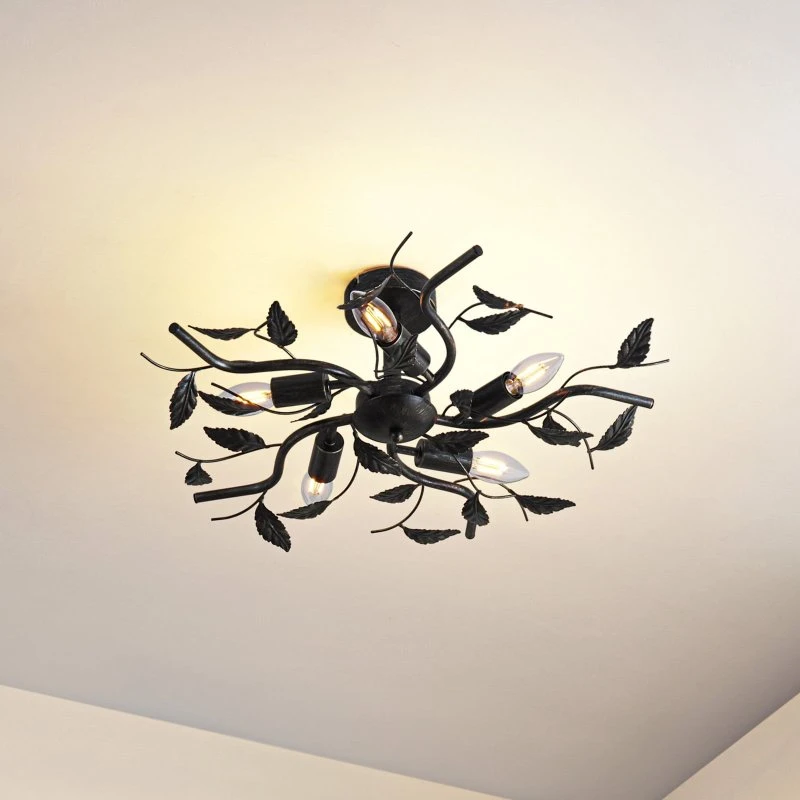 Lampa sufitowa Lindby Yos, 58 cm, czarno-złota, 5-punktowa, E14