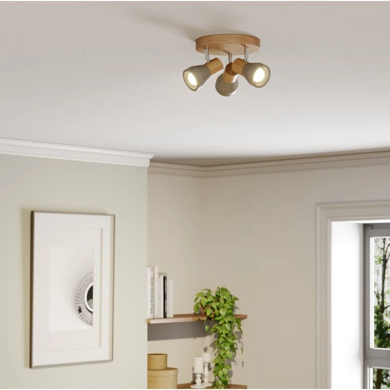Lindby Filiz Lampa Sufitowa Beton i Drewno