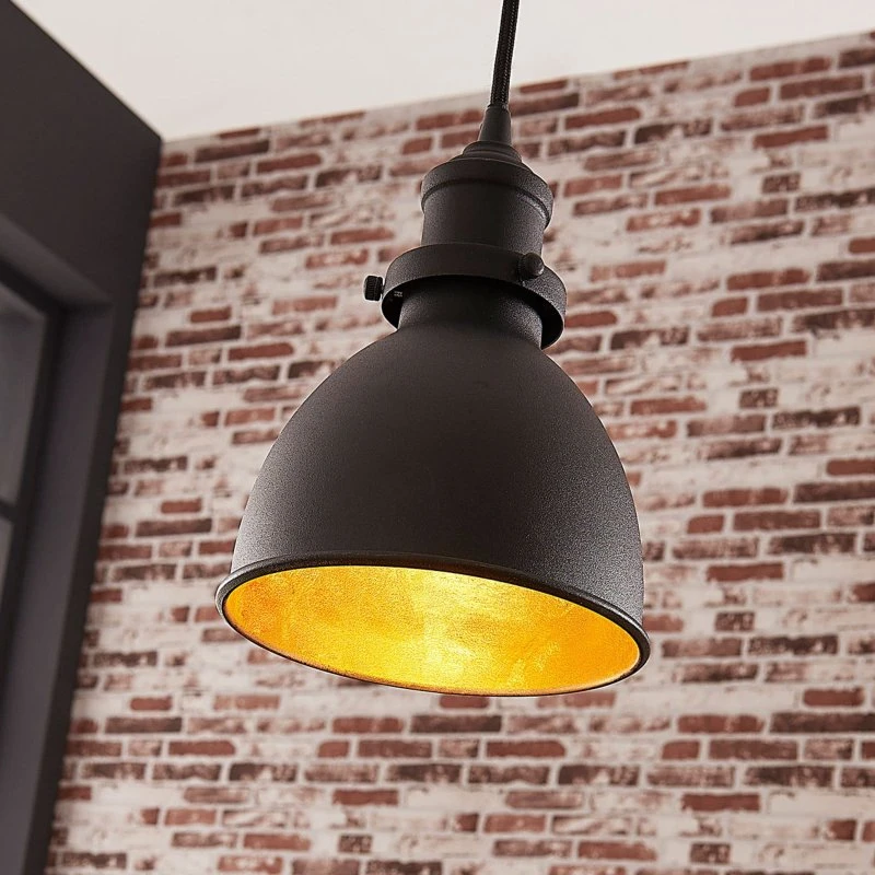 Lampa wisząca Lindby Jasminka, czarno-złota, metalowa