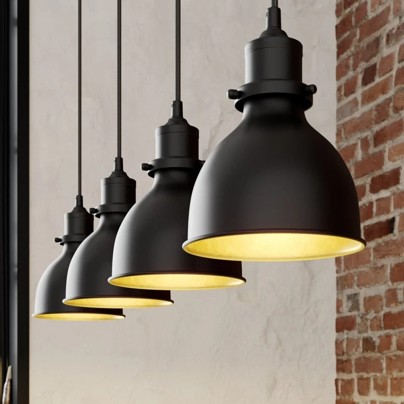 Lampa wisząca Lindby Jasminka, czarno-złota, metalowa, 4-punktowa