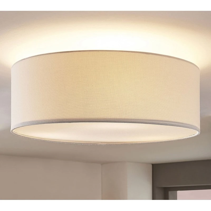 Lindby Mariat Lampa Sufitowa Biały Len Ø 45 cm