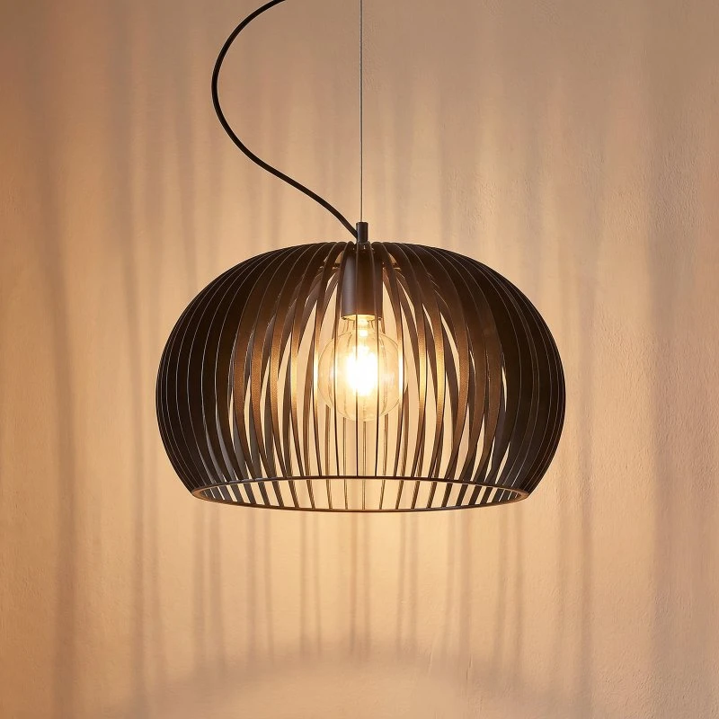 Lindby Jusra Lampa Wisząca Black - Nowoczesna, Czarna, Metalowa