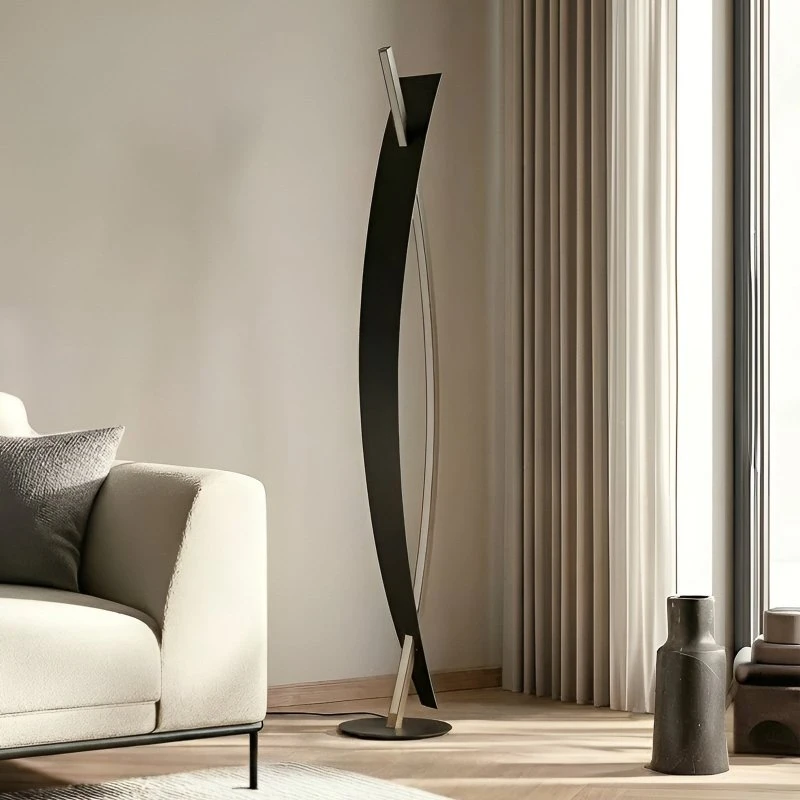 Lampa stojąca LED Lucande Marija, czarno-złota, 140 cm