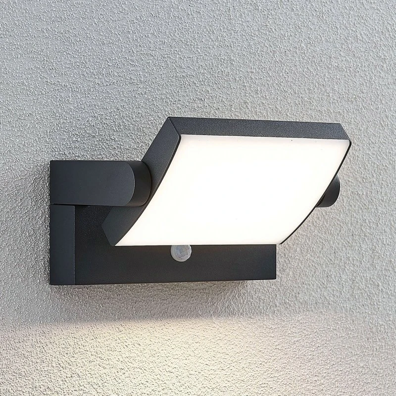 Kinkiet zewnętrzny Lindby Sherin Dark Grey z czujnikiem ruchu