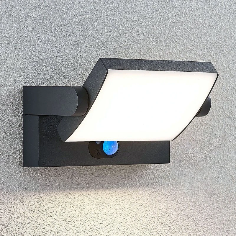 Lindby Sherin Lampa ścienna LED solarna z czujnikiem, antracyt