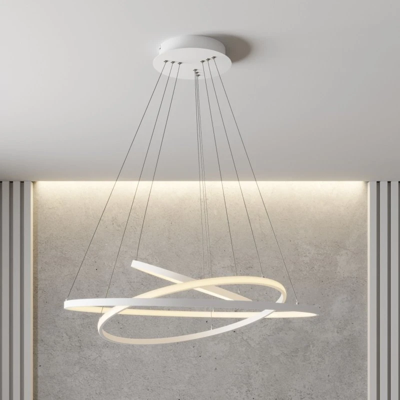 Lampa wisząca LED Lucande Ezana, biała, metal, Ø 80 cm