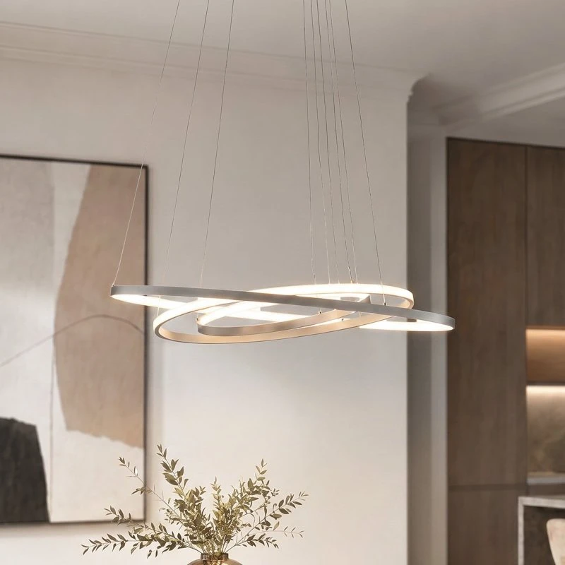 Lampa wisząca LED Lucande Ezana, nikiel, Ø 80 cm