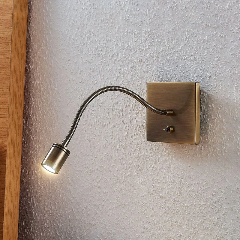 Lindby Mayar Lampa Ścienna Brass – Mosiężna Lampka do Czytania
