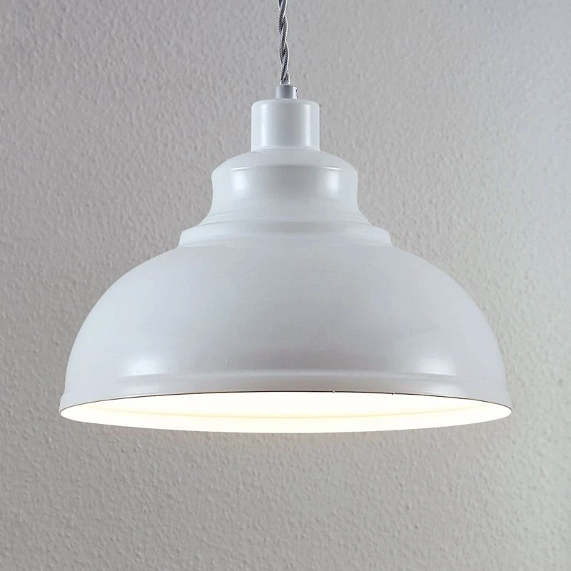 Lindby Albertine Lampa Wisząca White - Biała, Metalowa, Vintage