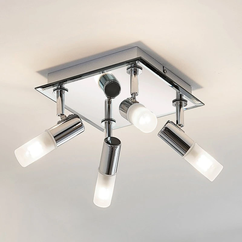 Lindby Zela Lampa Sufitowa 4-punktowa Chrom/Biała IP44
