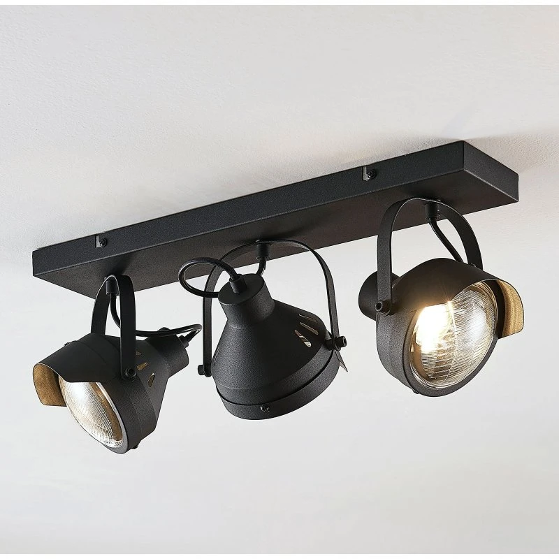 Lindby Henega Lampa Sufitowa Black 52 cm - 3-punktowa