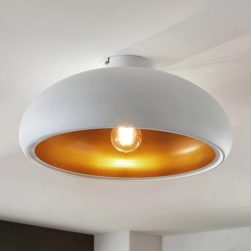 Lindby Gerwina Lampa Sufitowa Biało-Złota 40 cm E27