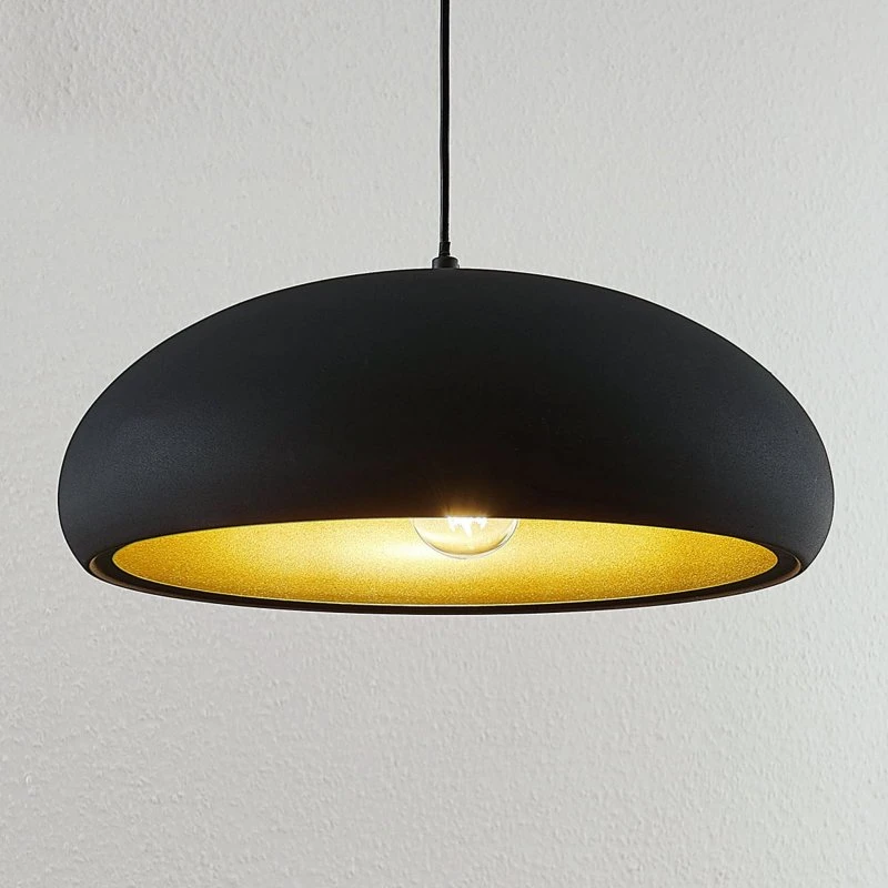 Lampa wisząca Lindby Gerwina, czarno-złota, metal, 40 cm, E27