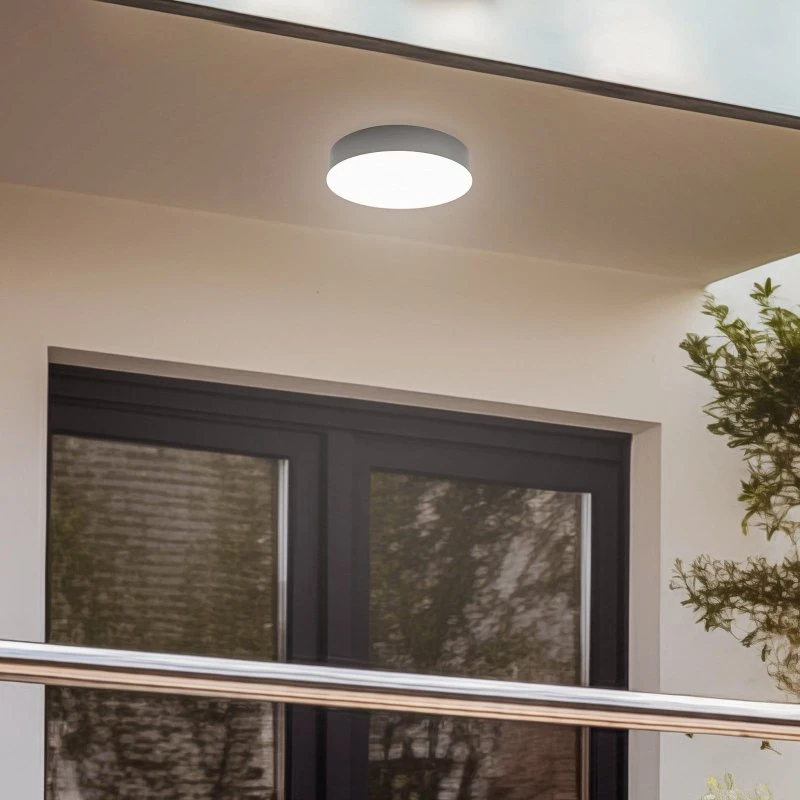 Lindby Lampa sufitowa LED Lahja, antracyt, czujnik, IP65