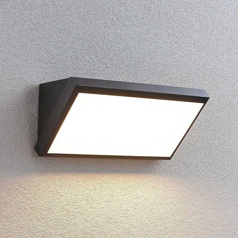 Lindby Abby Zewnętrzna Lampa Ścienna z Czujnikiem - Ciemnoszary/Biały