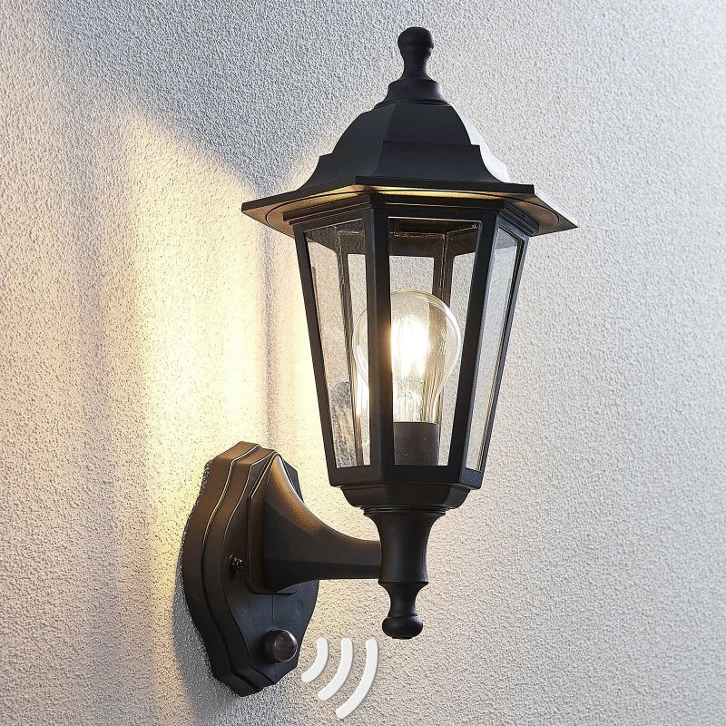 Lindby Nane Lampa Ogrodowa ze Czujnikiem Ruchu, Czarna