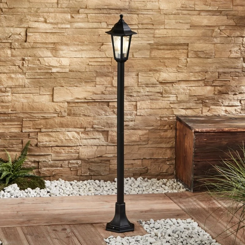 Lampa parkowa Lindby Nane Black - latarnia ogrodowa 122 cm