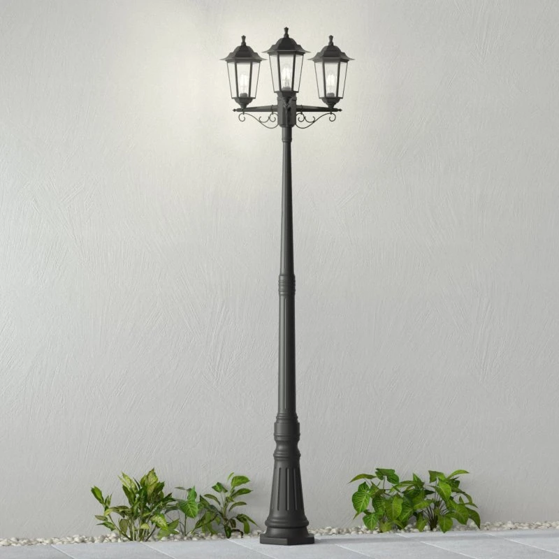 Lampa ogrodowa Lindby Nane Black - czarna, 217 cm, 3-punktowa