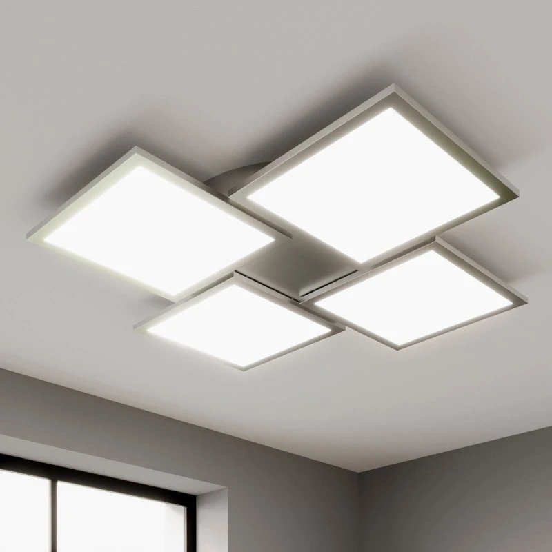 Lucande Ilira Lampa sufitowa LED 4-punktowa, srebrna, ściemniana