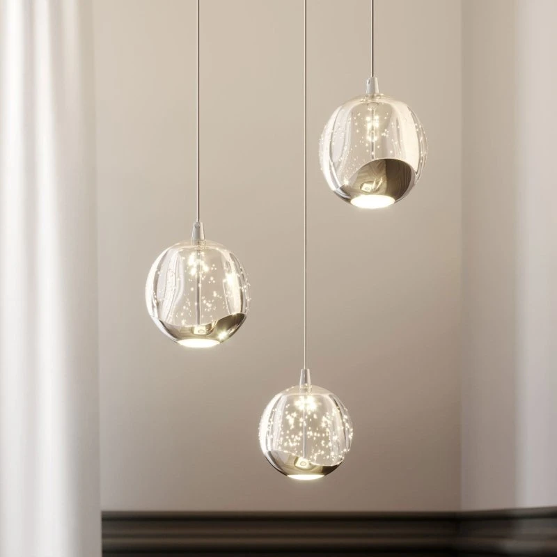 Lucande Lampa wisząca LED Hayley, Ø 25 cm, chrom, szkło