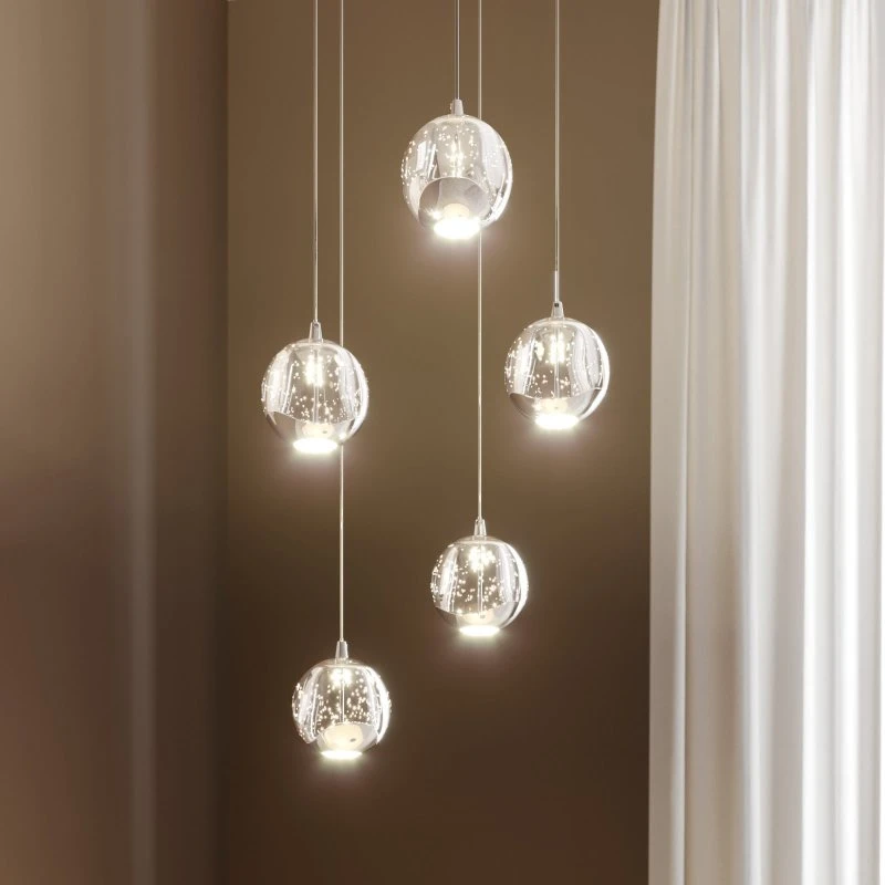 Lucande Hayley 5 Lampa Wisząca Clear/Chrome Ø 30 cm